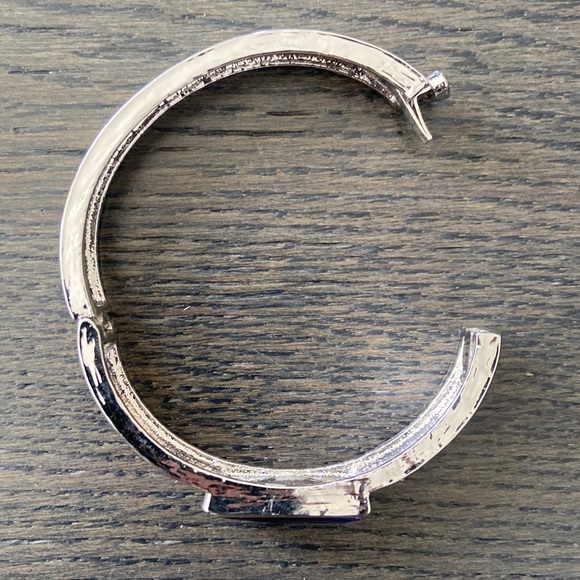 Fifth Avenue Collection Amethyst Swarovski Crystal Bangle with Hinge and Clasp - Picture 4 of 4